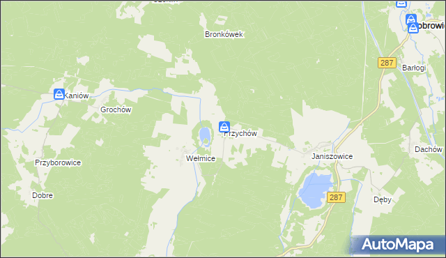 mapa Przychów, Przychów na mapie Targeo