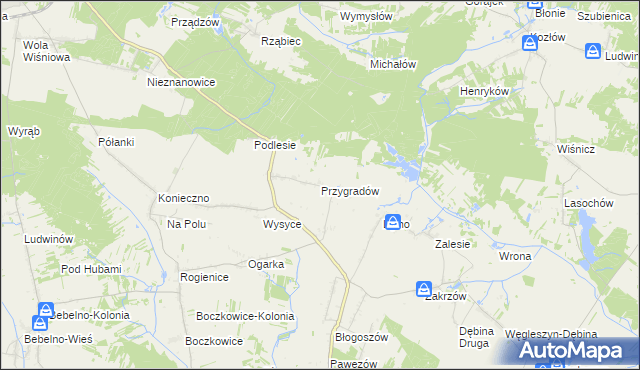 mapa Przygradów, Przygradów na mapie Targeo
