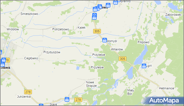 mapa Przylesie gmina Wijewo, Przylesie gmina Wijewo na mapie Targeo