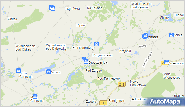 mapa Przymuszewo gmina Kęsowo, Przymuszewo gmina Kęsowo na mapie Targeo
