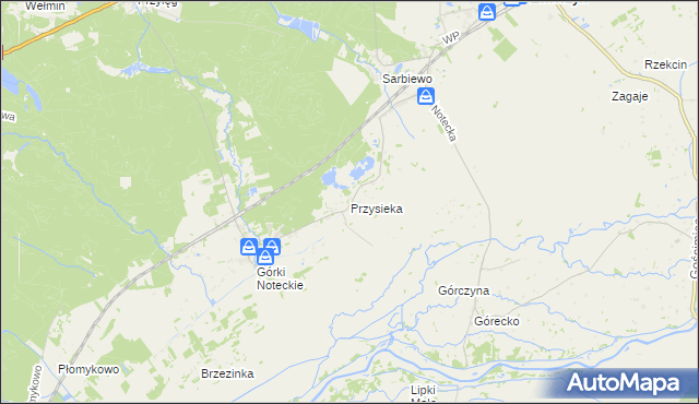 mapa Przysieka gmina Zwierzyn, Przysieka gmina Zwierzyn na mapie Targeo