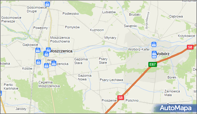 mapa Psary Stare, Psary Stare na mapie Targeo