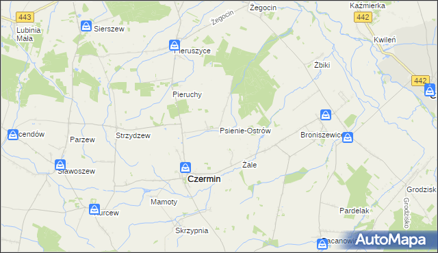 mapa Psienie-Ostrów, Psienie-Ostrów na mapie Targeo