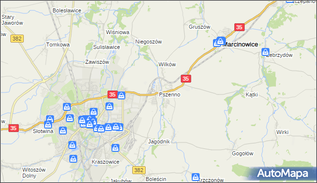 mapa Pszenno, Pszenno na mapie Targeo