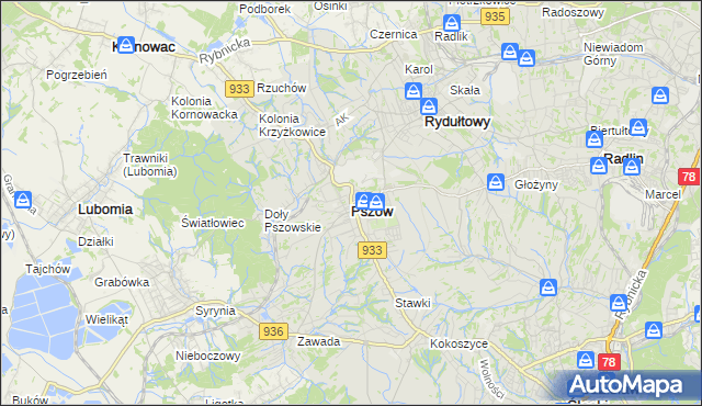 mapa Pszów, Pszów na mapie Targeo