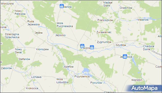 mapa Puczniew, Puczniew na mapie Targeo
