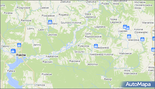 mapa Pułaczów, Pułaczów na mapie Targeo