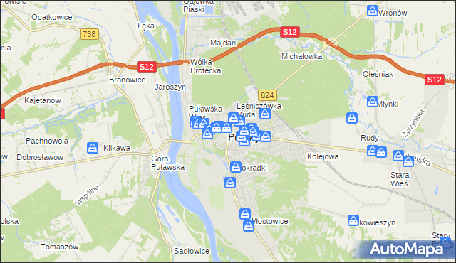 mapa Puław, Puławy na mapie Targeo