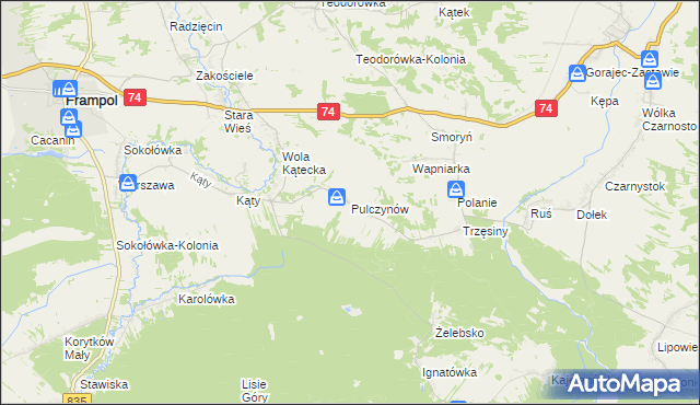 mapa Pulczynów, Pulczynów na mapie Targeo