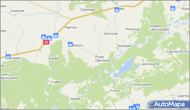 mapa Pusta Dąbrówka, Pusta Dąbrówka na mapie Targeo