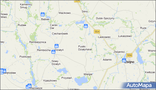mapa Pustki Działyńskie, Pustki Działyńskie na mapie Targeo