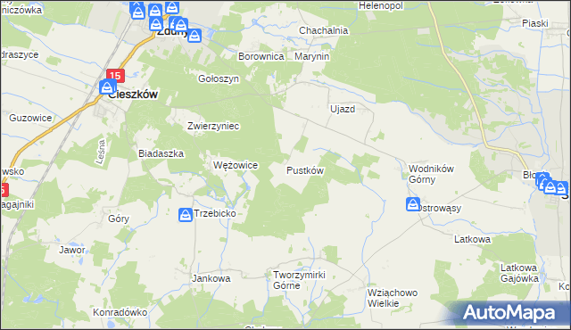 mapa Pustków gmina Cieszków, Pustków gmina Cieszków na mapie Targeo