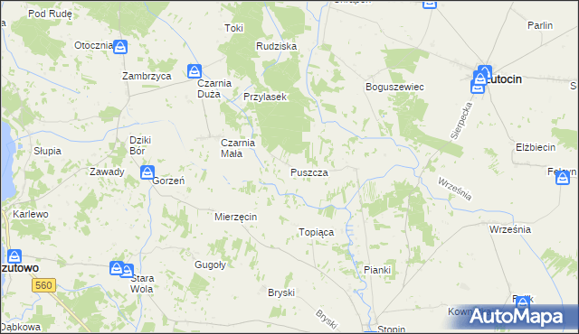 mapa Puszcza gmina Rościszewo, Puszcza gmina Rościszewo na mapie Targeo