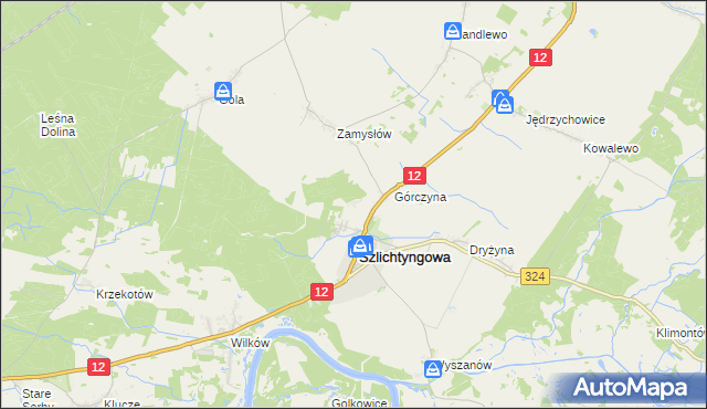 mapa Puszcza gmina Szlichtyngowa, Puszcza gmina Szlichtyngowa na mapie Targeo