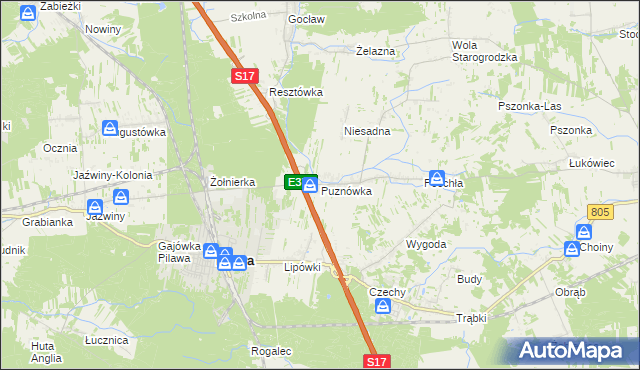 mapa Puznówka, Puznówka na mapie Targeo