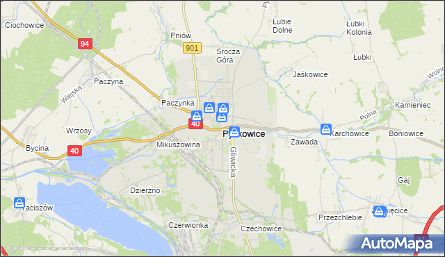 mapa Pyskowice powiat gliwicki, Pyskowice powiat gliwicki na mapie Targeo