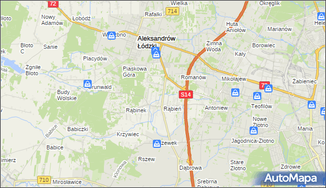 mapa Rąbień AB, Rąbień AB na mapie Targeo