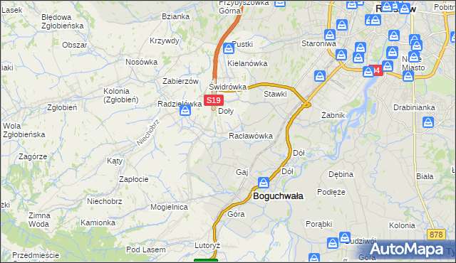 mapa Racławówka, Racławówka na mapie Targeo