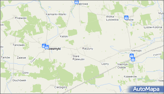 mapa Raczyny gmina Przesmyki, Raczyny gmina Przesmyki na mapie Targeo