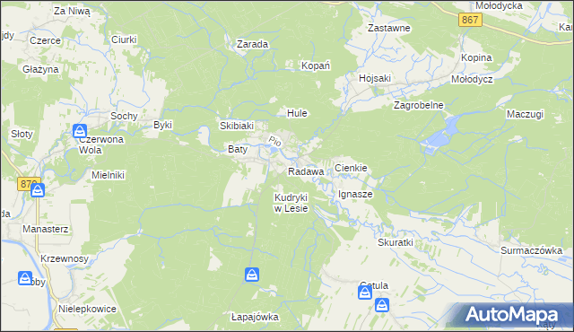 mapa Radawa, Radawa na mapie Targeo