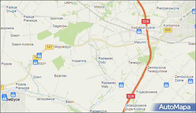 mapa Radawiec Duży, Radawiec Duży na mapie Targeo