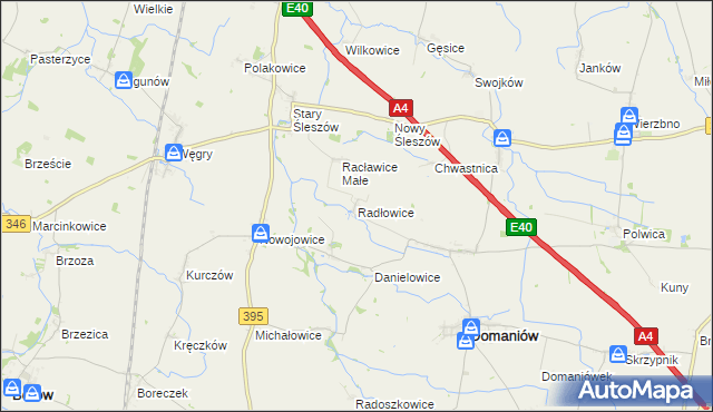 mapa Radłowice, Radłowice na mapie Targeo