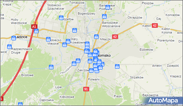 mapa Radomsko, Radomsko na mapie Targeo