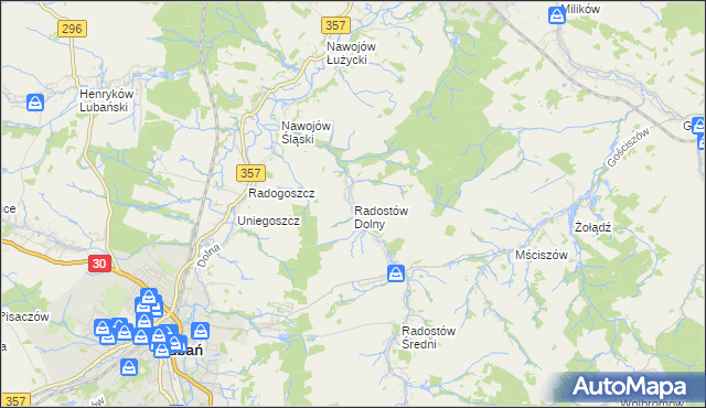 mapa Radostów Dolny, Radostów Dolny na mapie Targeo