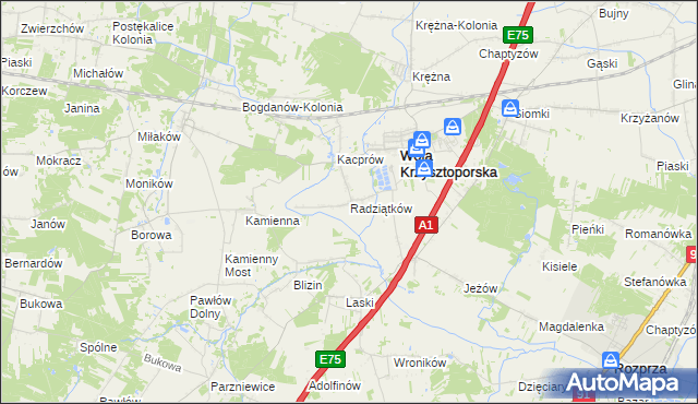 mapa Radziątków, Radziątków na mapie Targeo