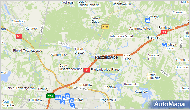 mapa Radziejowice, Radziejowice na mapie Targeo