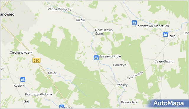 mapa Radziszewo-Króle, Radziszewo-Króle na mapie Targeo