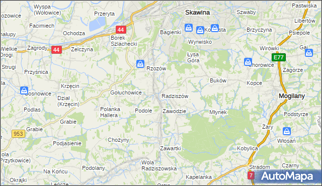 mapa Radziszów, Radziszów na mapie Targeo