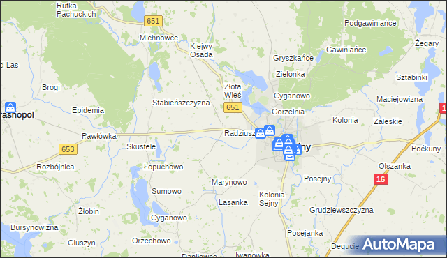 mapa Radziuszki, Radziuszki na mapie Targeo