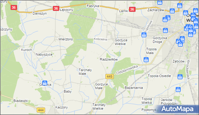 mapa Radziwiłłów gmina Ostrów Wielkopolski, Radziwiłłów gmina Ostrów Wielkopolski na mapie Targeo