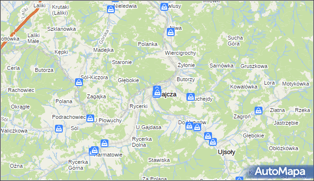 mapa Rajcza, Rajcza na mapie Targeo