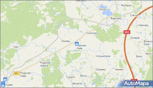 mapa Rakowo Małe, Rakowo Małe na mapie Targeo