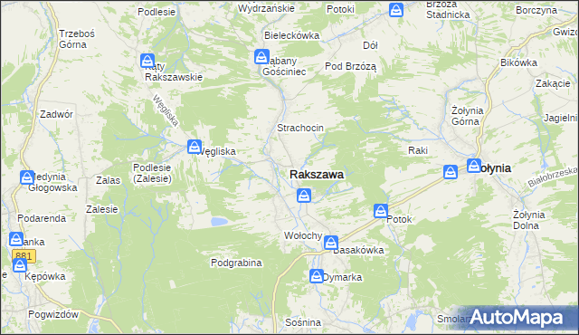 mapa Rakszawa powiat łańcucki, Rakszawa powiat łańcucki na mapie Targeo