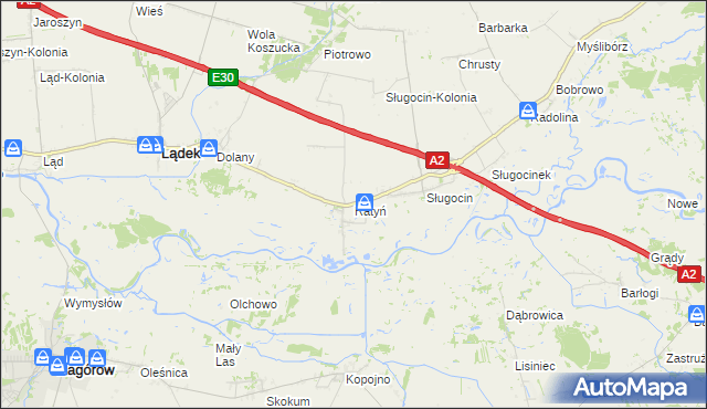 mapa Ratyń gmina Lądek, Ratyń gmina Lądek na mapie Targeo