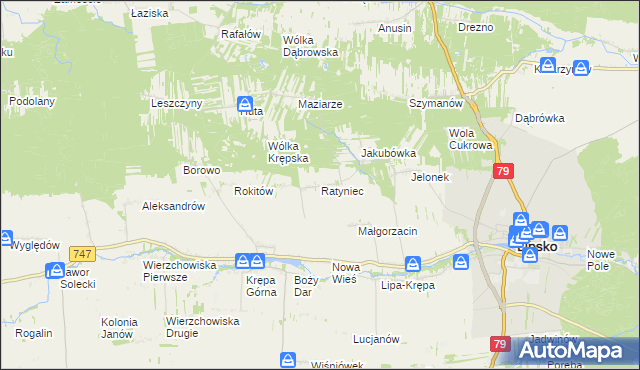 mapa Ratyniec, Ratyniec na mapie Targeo