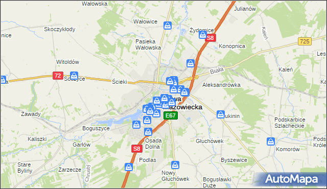 mapa Rawa Mazowiecka, Rawa Mazowiecka na mapie Targeo