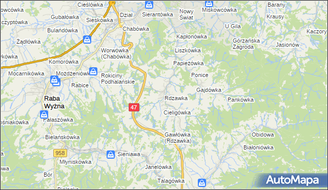 mapa Rdzawka, Rdzawka na mapie Targeo