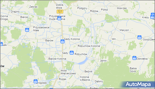 mapa Rdzuchów-Kolonia, Rdzuchów-Kolonia na mapie Targeo