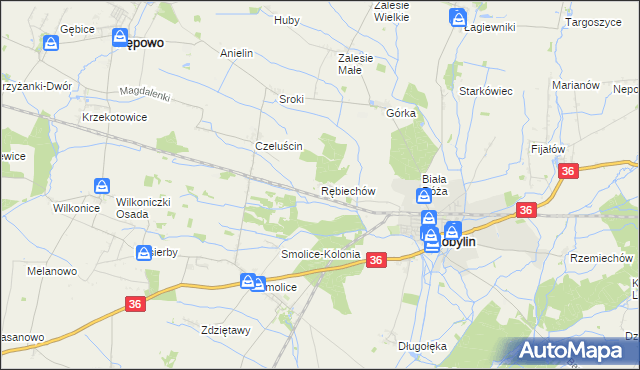 mapa Rębiechów, Rębiechów na mapie Targeo