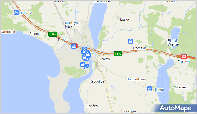 mapa Recław, Recław na mapie Targeo