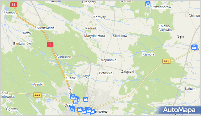 mapa Rejmanka, Rejmanka na mapie Targeo