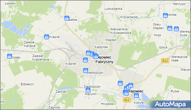 mapa Rejowiec Fabryczny, Rejowiec Fabryczny na mapie Targeo