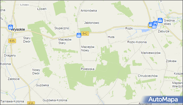 mapa Rezerwa, Rezerwa na mapie Targeo