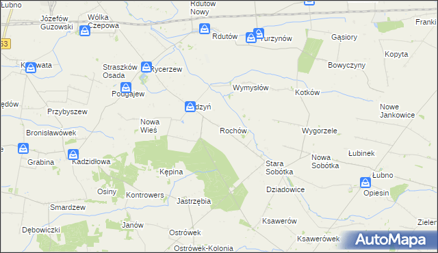 mapa Rochów gmina Grabów, Rochów gmina Grabów na mapie Targeo