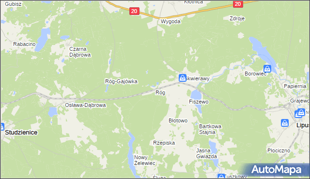 mapa Róg gmina Studzienice, Róg gmina Studzienice na mapie Targeo