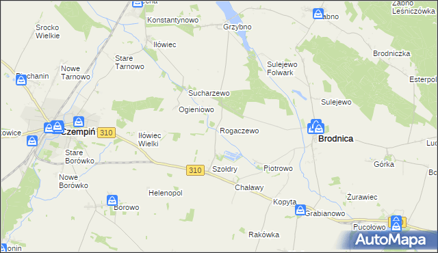 mapa Rogaczewo gmina Brodnica, Rogaczewo gmina Brodnica na mapie Targeo